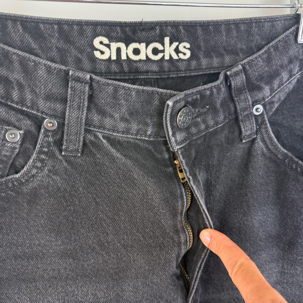 Mother Snacks Jeans Womens 28 Black HW Double Stack Hover Straight Leg - Picture 4 of 16